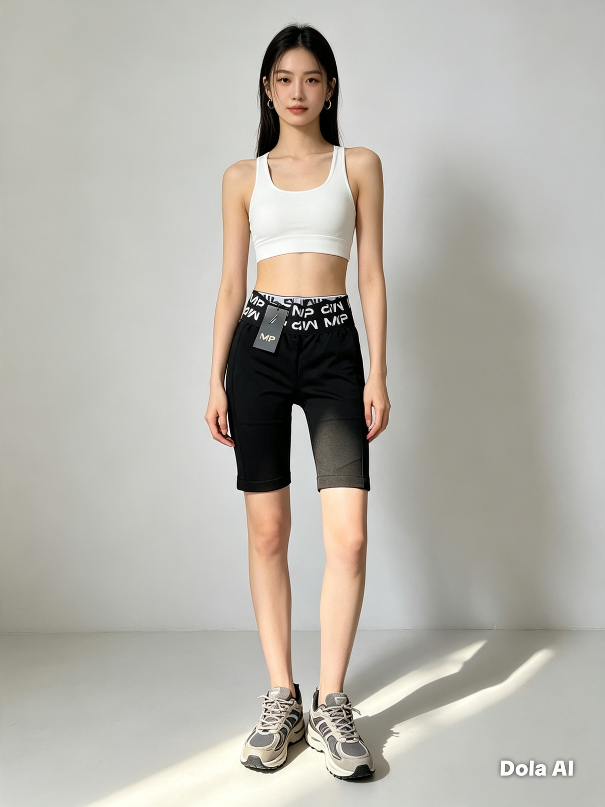 MP Biker Shorts XXS - full body with white top