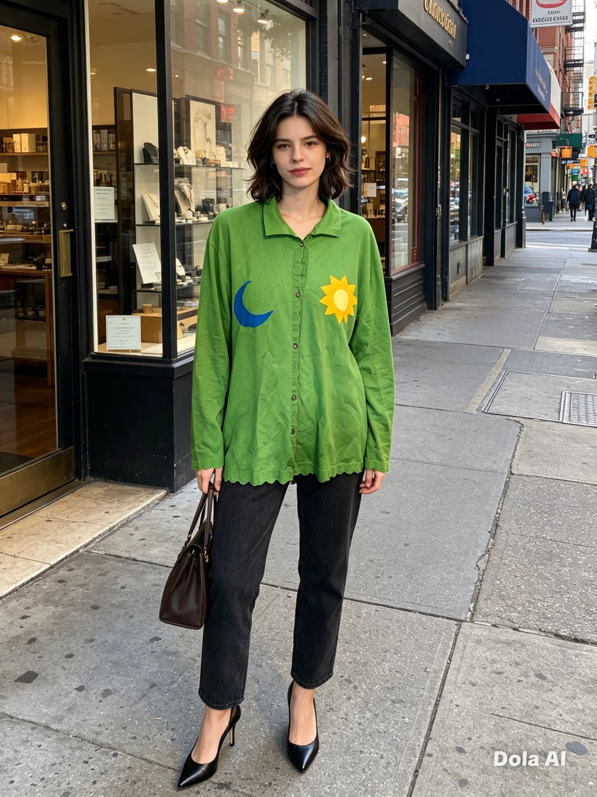 BAD Green Sun and Moon Oversized Shirt - New York street style