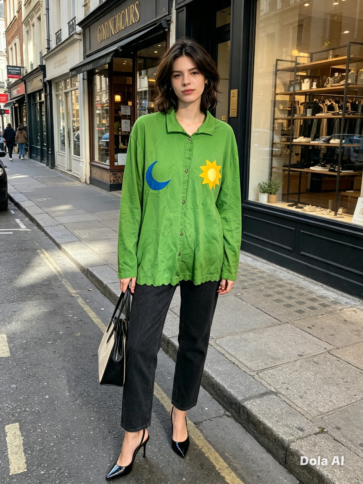 BAD Green Sun and Moon Oversized Shirt - London street style
