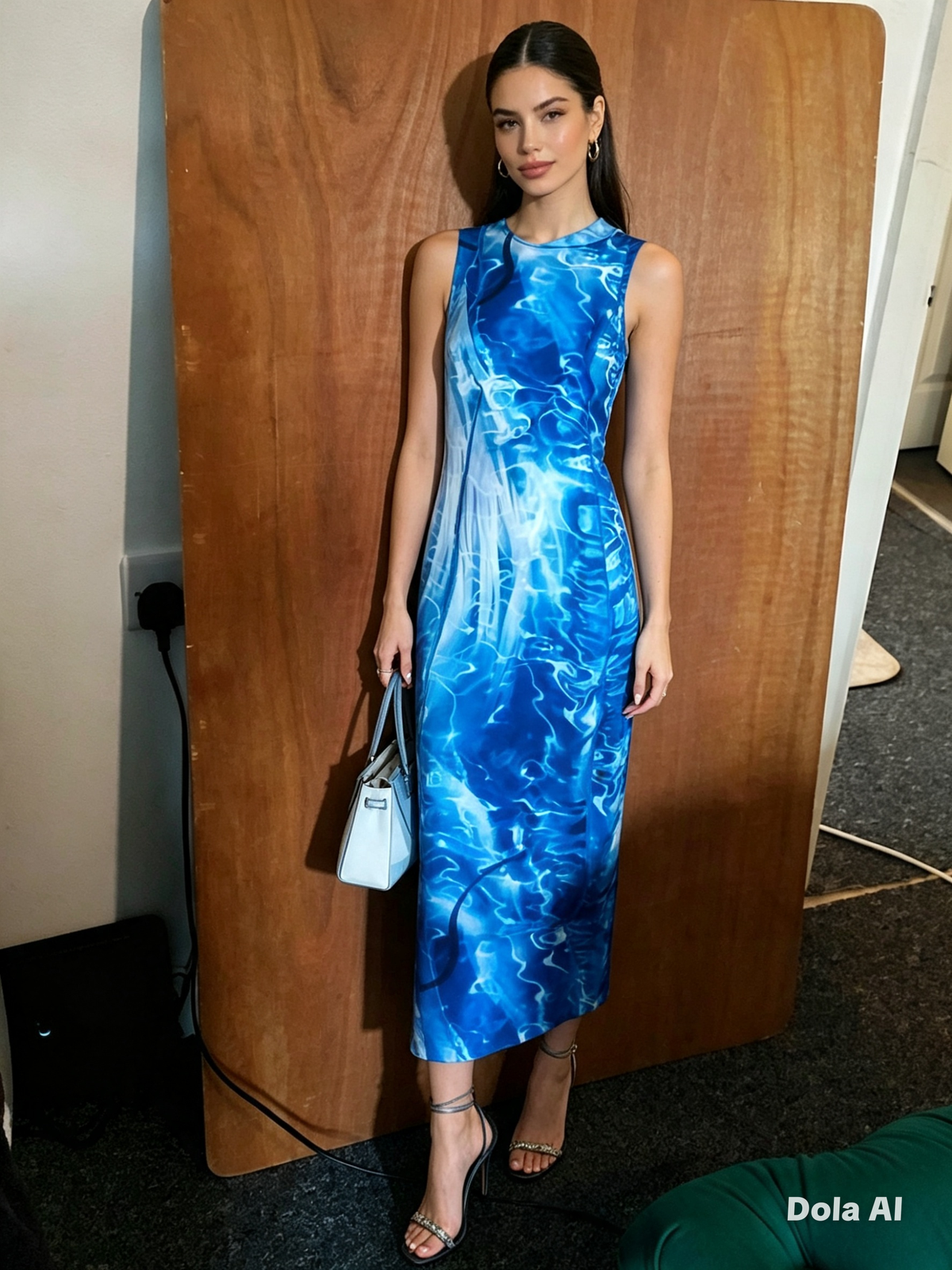 C-CLIQUE Blue Water Ripple Midi Dress - indoor editorial