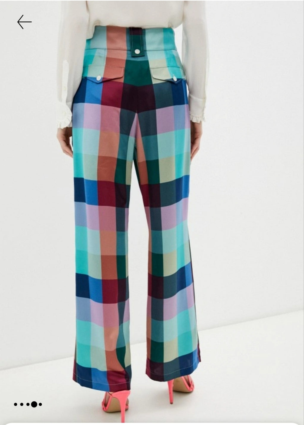 Emporio Armani Multicolour Check Wide-Leg Trousers - back view