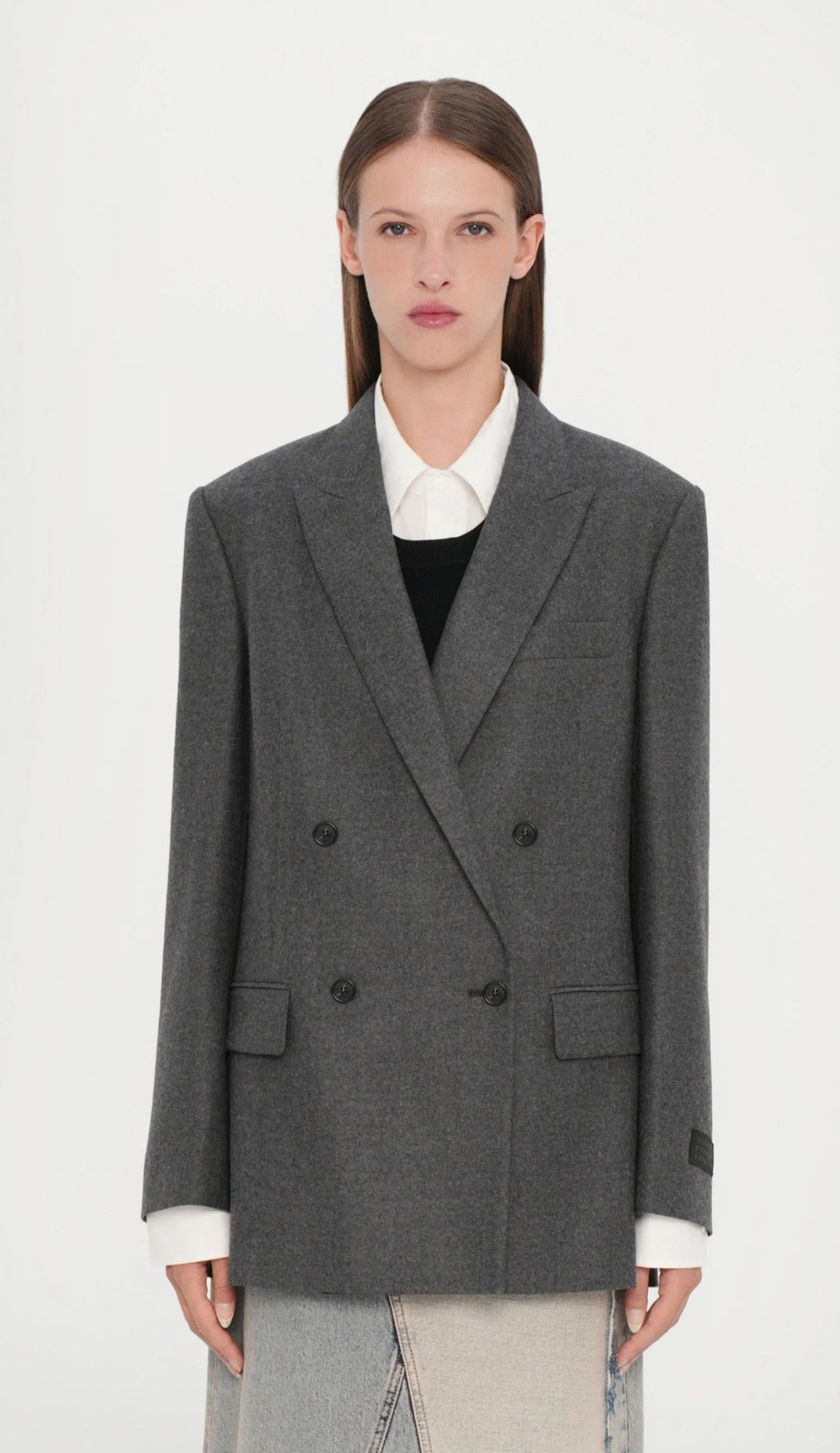Attic & Barn Grey Blazer - front view on model