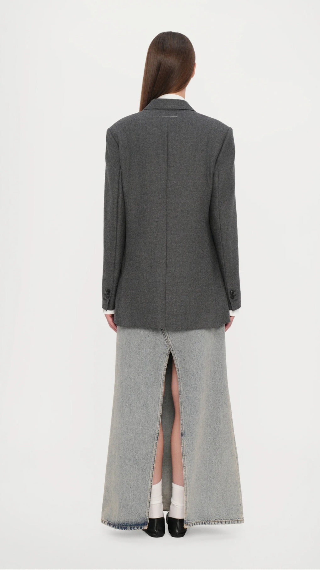 Attic & Barn Grey Blazer - back view on model