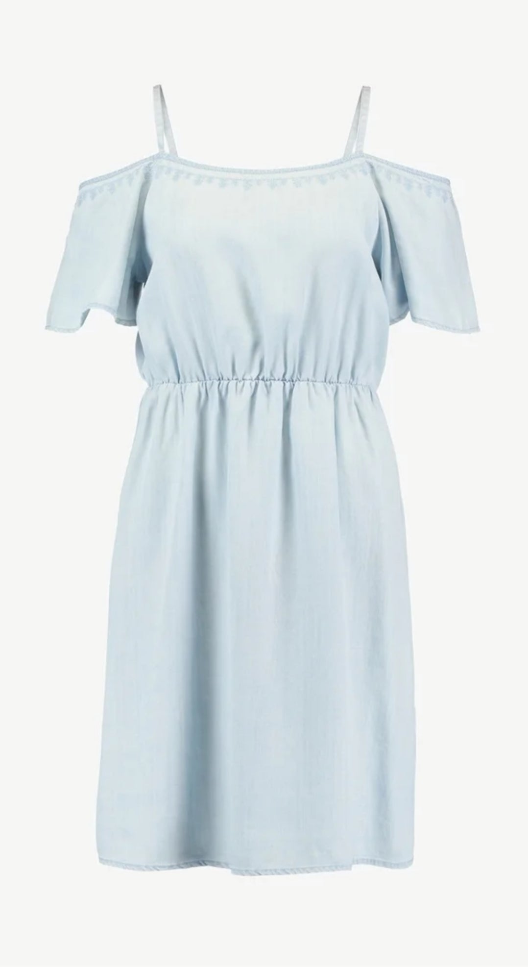 Baby Blue Cold-Shoulder Flutter Sleeve Mini Dress - flat lay product shot