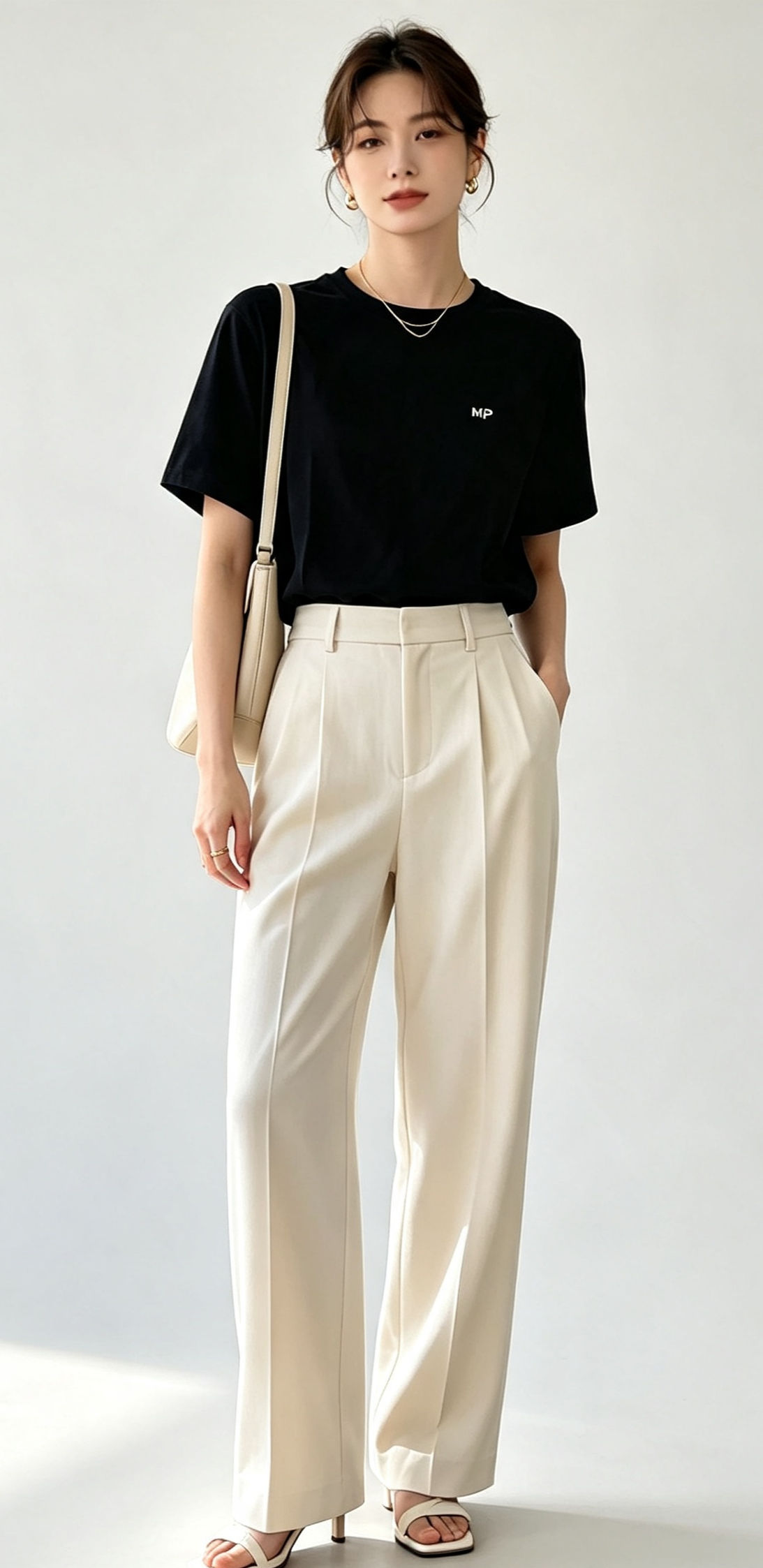 MP black logo tee - studio full length