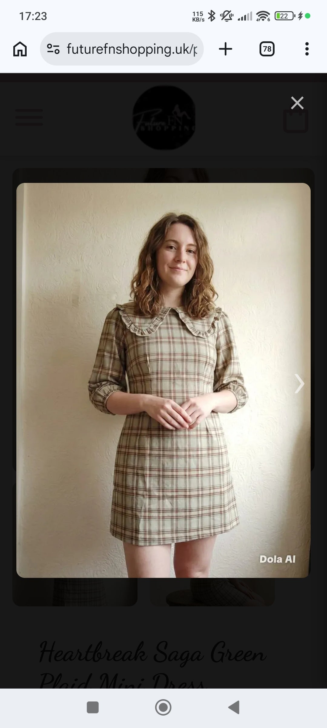 Heartbreak Saga Green Plaid Mini Dress - store preview