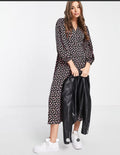 Black Ditsy Floral Midi Dress - front full length