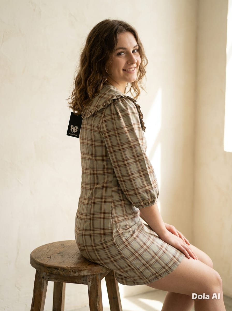 Heartbreak Saga Green Plaid Mini Dress - back view
