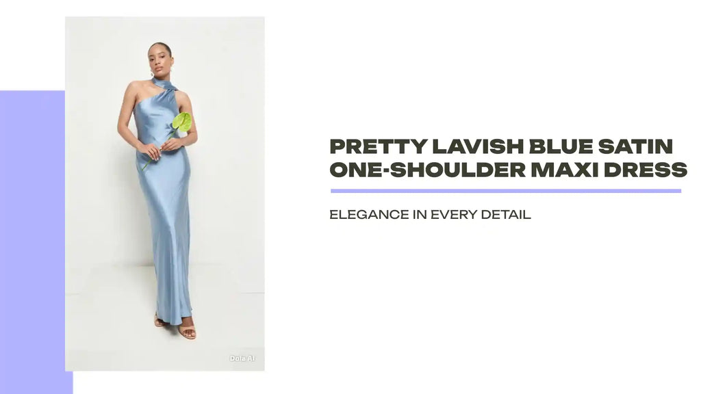 Pretty Lavish Blue Satin One-Shoulder Maxi Dress by@Outfy