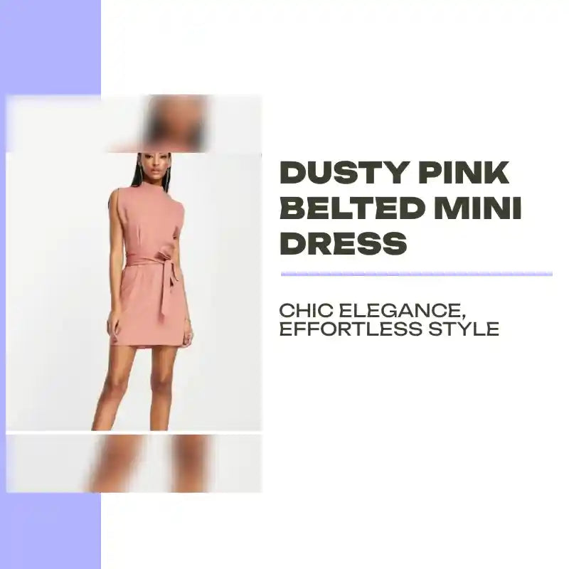 Dusty Pink Belted Mini Dress by@Outfy