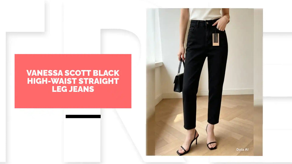 Vanessa Scott Black High-Waist Straight Leg Jeans by@Outfy
