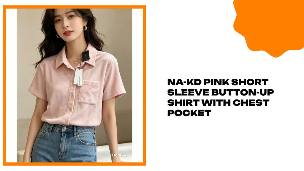 NA-KD Pink Short Sleeve Button-Up Shirt with Chest Pocket by@Outfy