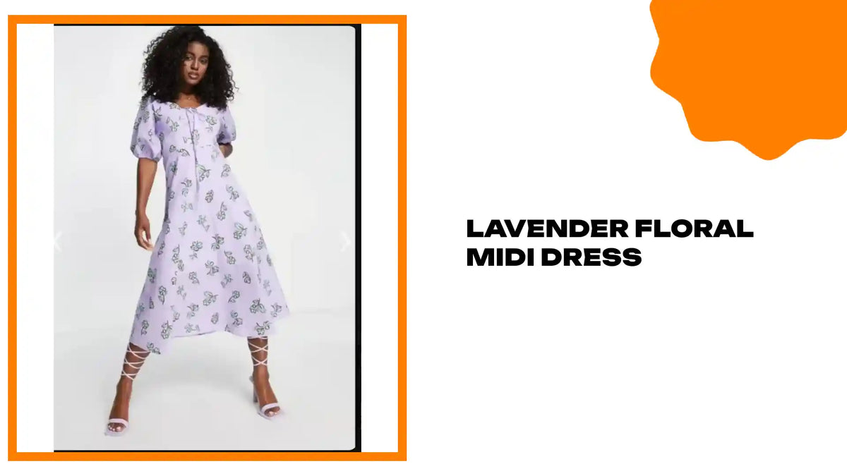 Lavender Floral Midi Dress by@Outfy