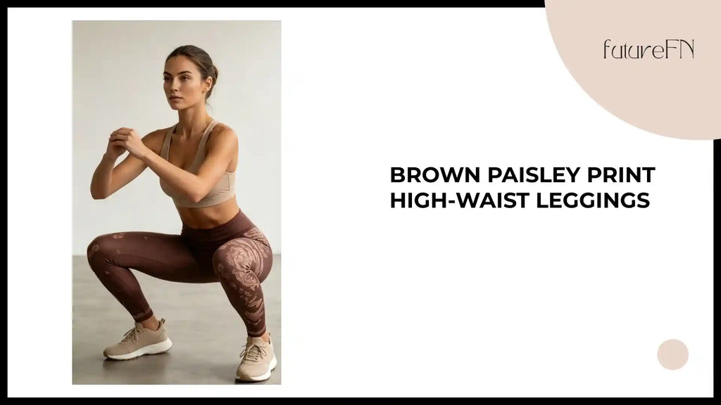 Brown Paisley Print High-Waist Leggings by@Outfy