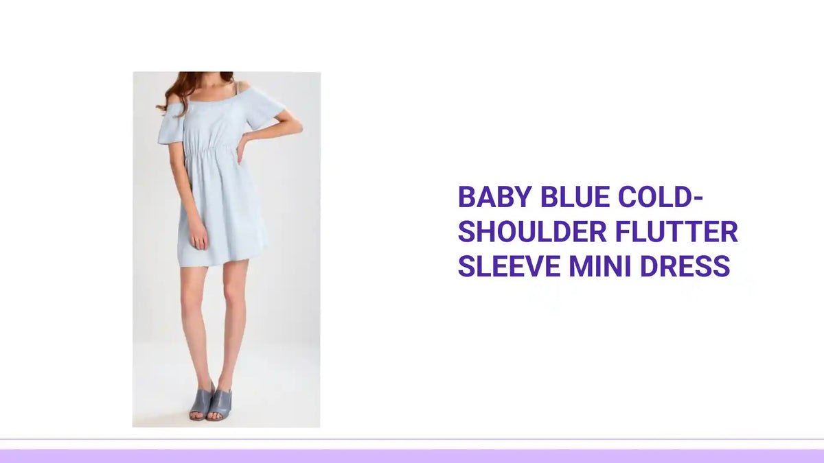 Baby Blue Cold-Shoulder Flutter Sleeve Mini Dress by@Outfy