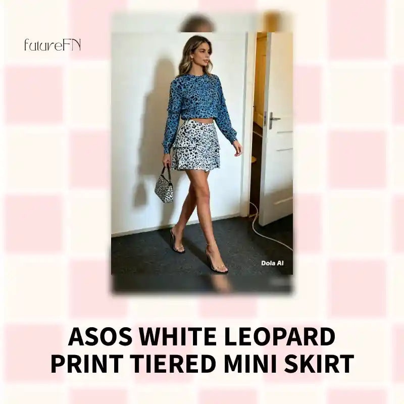 ASOS White Leopard Print Tiered Mini Skirt by@Outfy