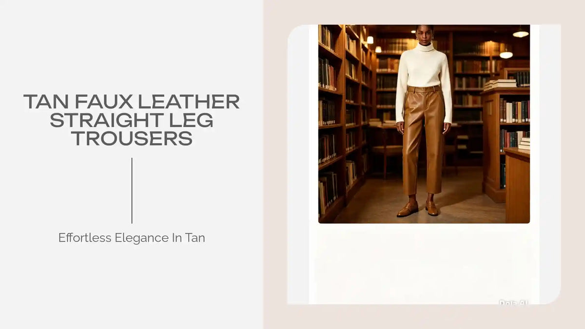 Tan Faux Leather Straight Leg Trousers by@Outfy
