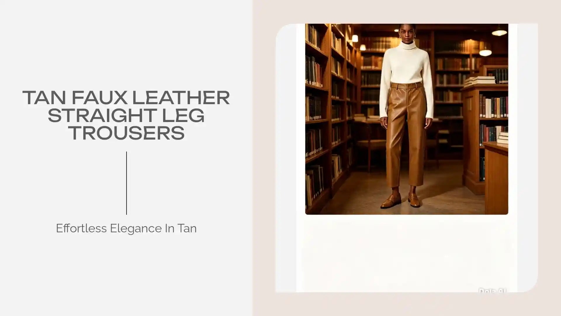 Tan Faux Leather Straight Leg Trousers by@Outfy