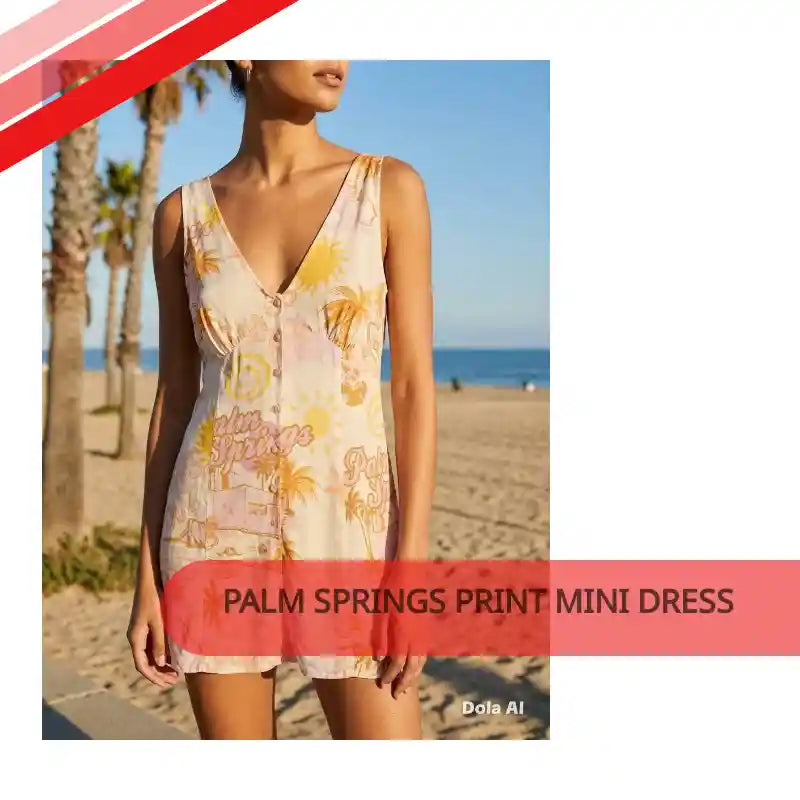 Palm Springs Print Mini Dress by@Outfy