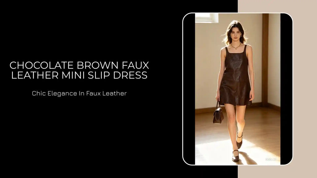 Chocolate Brown Faux Leather Mini Slip Dress by@Outfy