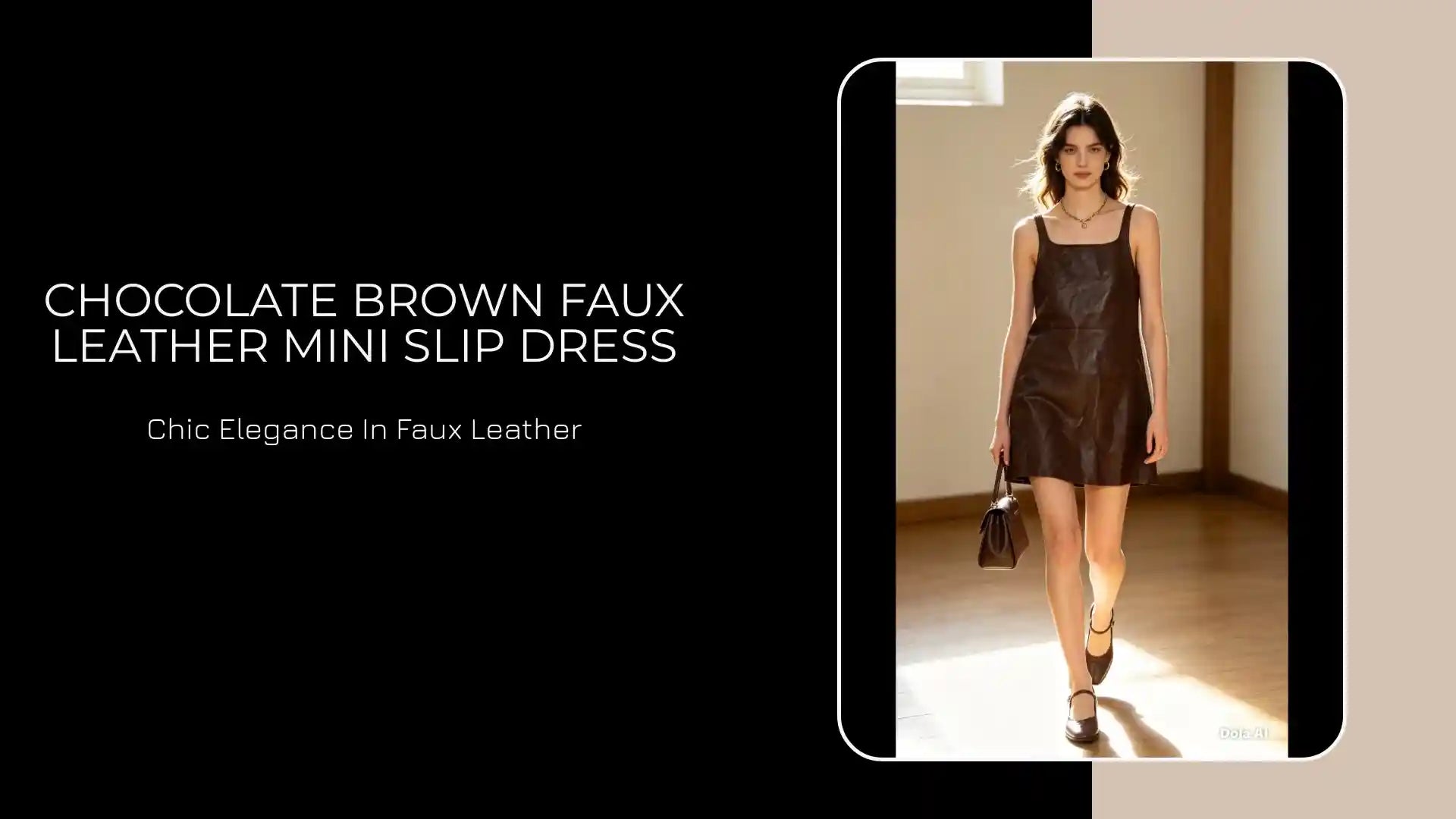 Chocolate Brown Faux Leather Mini Slip Dress by@Outfy