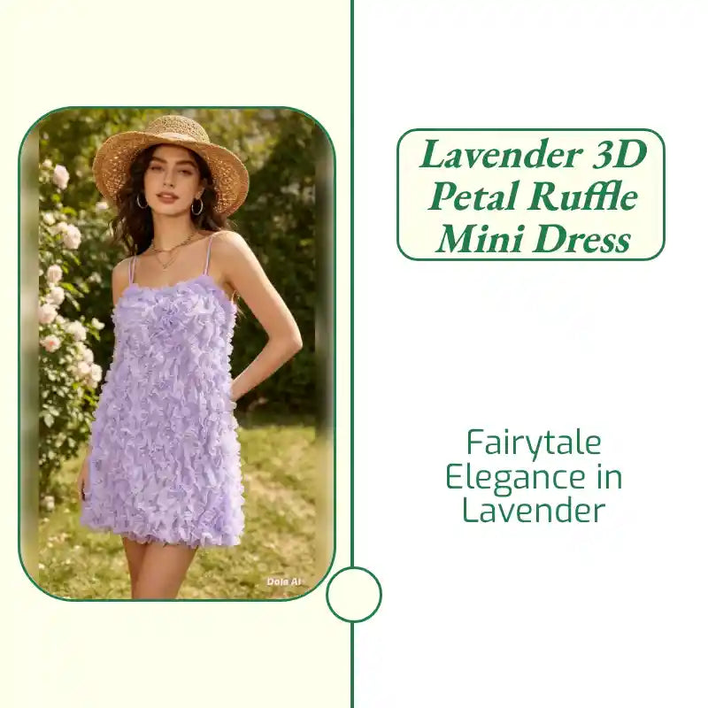 Lavender 3D Petal Ruffle Mini Dress by@Outfy