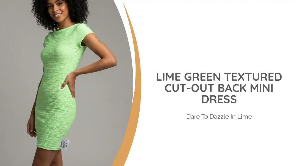Lime Green Textured Cut-Out Back Mini Dress by@Outfy
