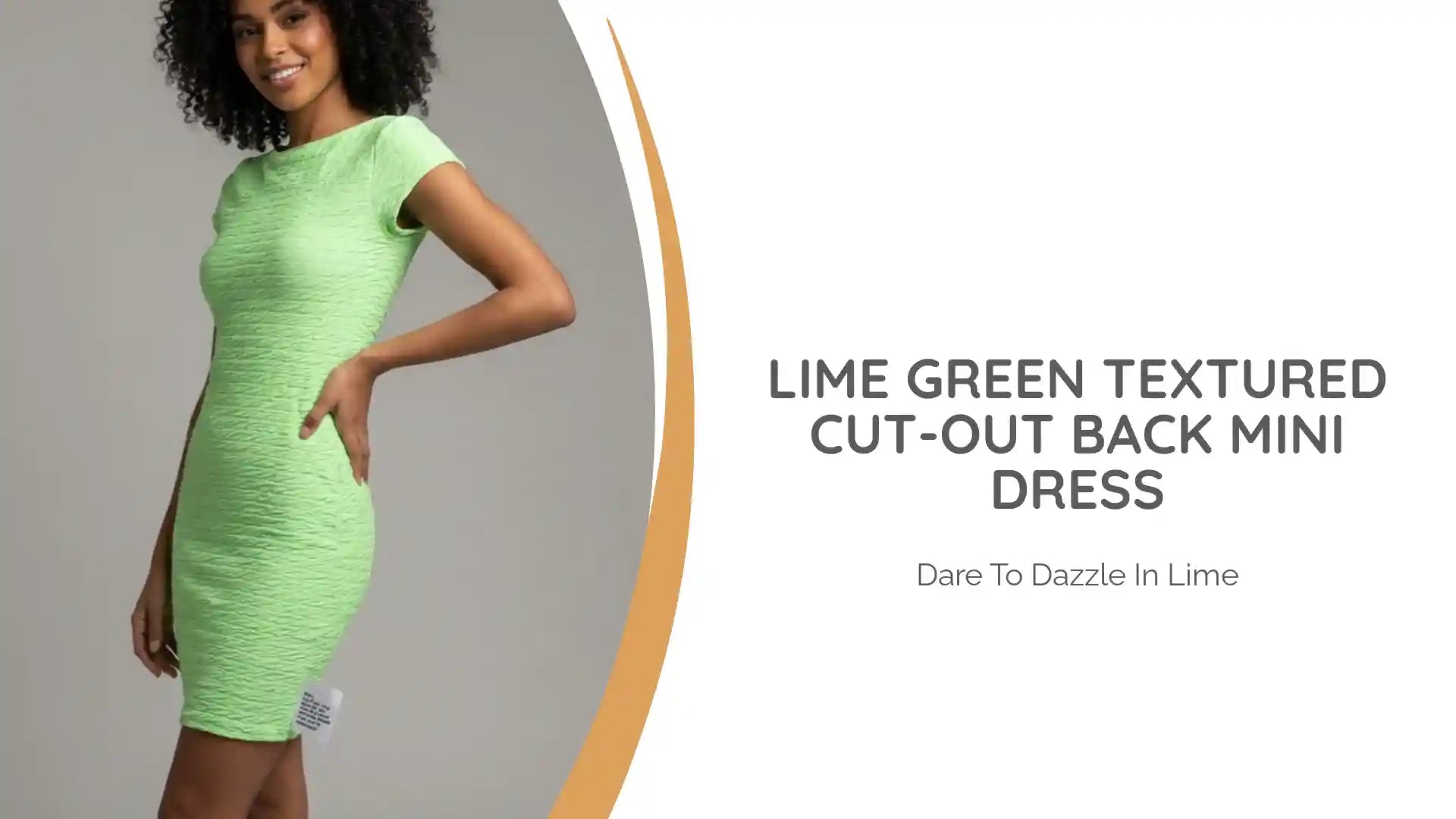 Lime Green Textured Cut-Out Back Mini Dress by@Outfy