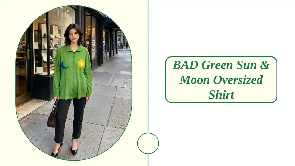 BAD Green Sun &amp; Moon Oversized Shirt by@Outfy