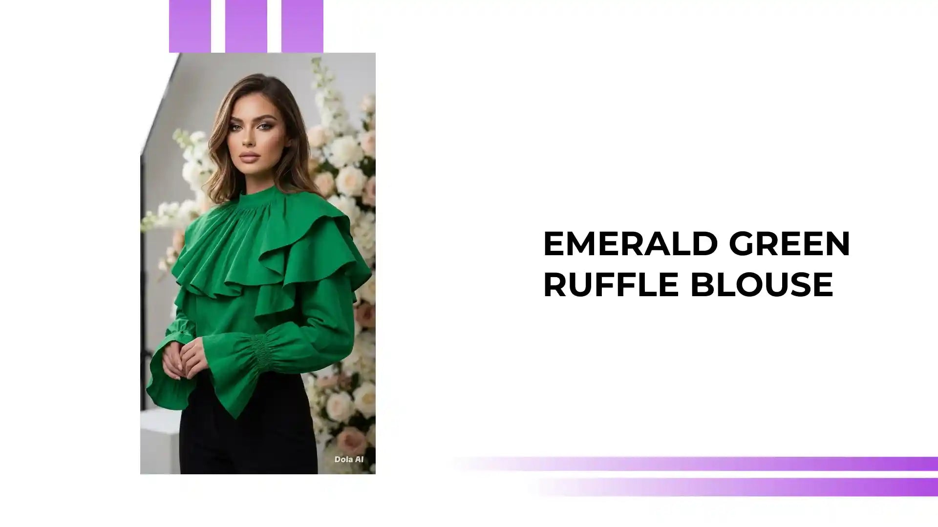 Emerald Green Ruffle Blouse by@Outfy