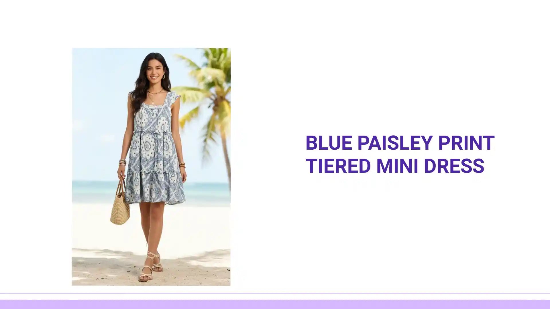 Blue Paisley Print Tiered Mini Dress by@Outfy