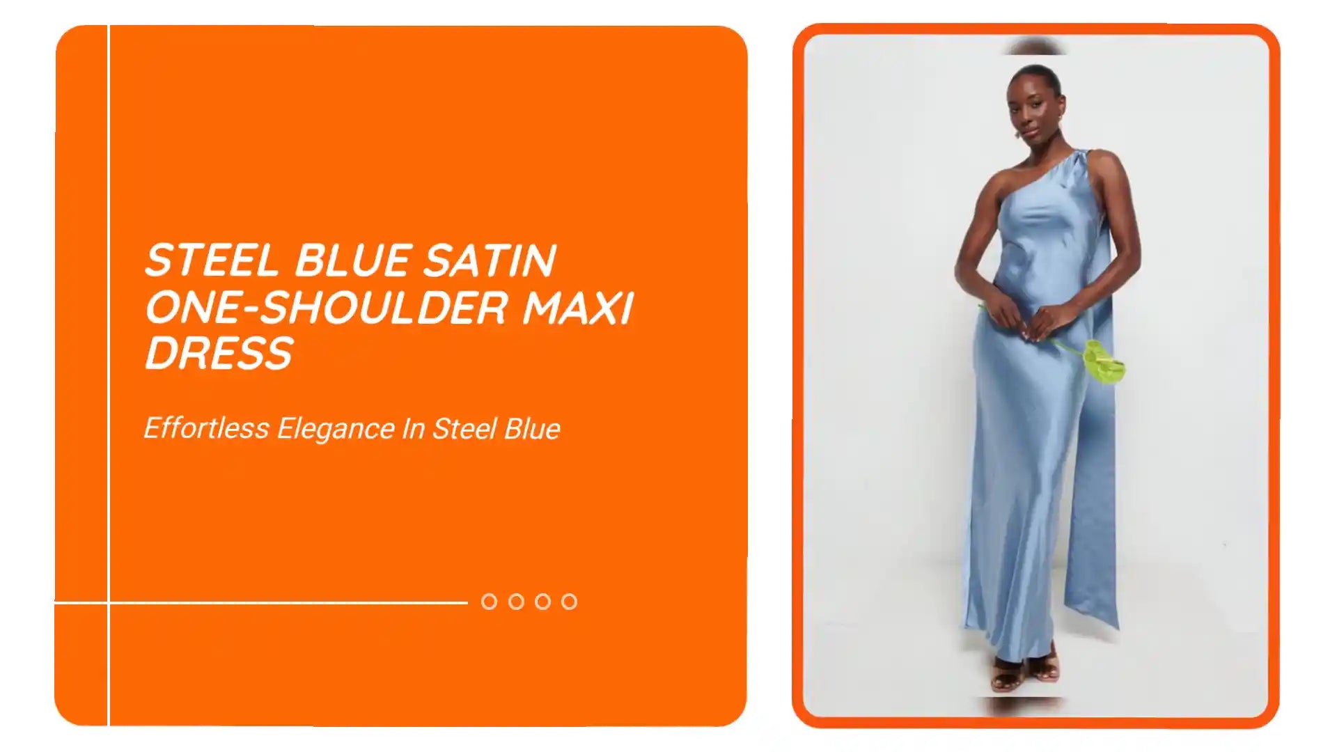 Steel Blue Satin One-Shoulder Maxi Dress by@Outfy