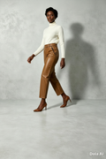 Tan Faux Leather Straight Leg Trousers - Different Model